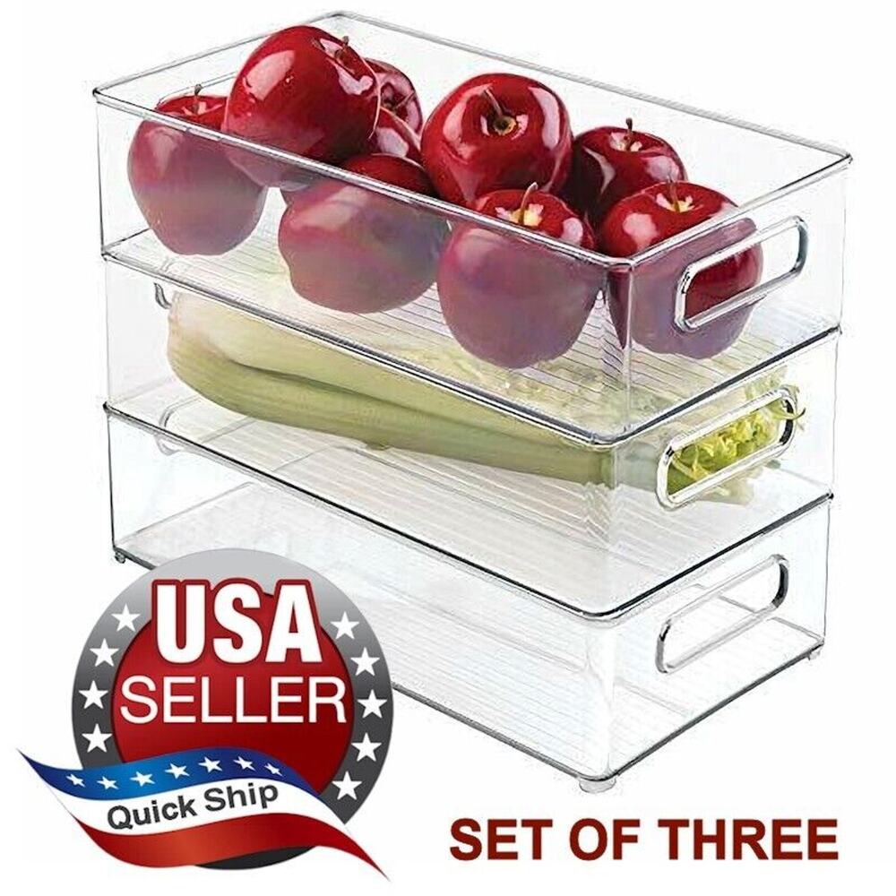 SET OF 3 iDesign BPA-Free Plastic Stackable Organizer Bin •6 x 10 x 3 in •RL1856